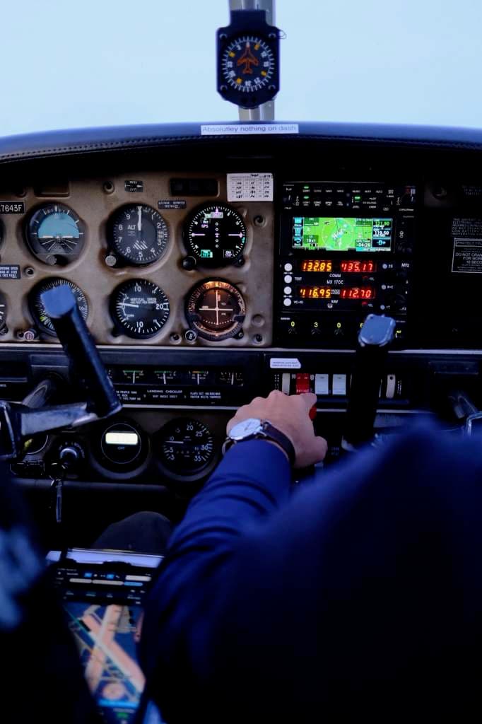 Pilot at the controls